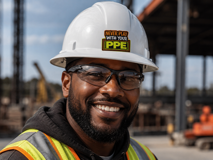 Never play with your PPE - Hard Hat Decal