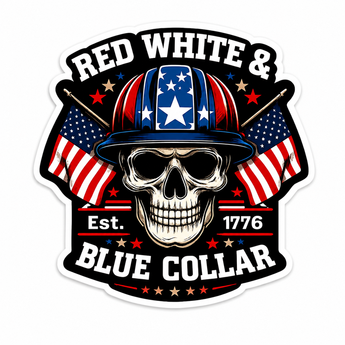 Red, White, and Blue Collar - Hard Hat Decal