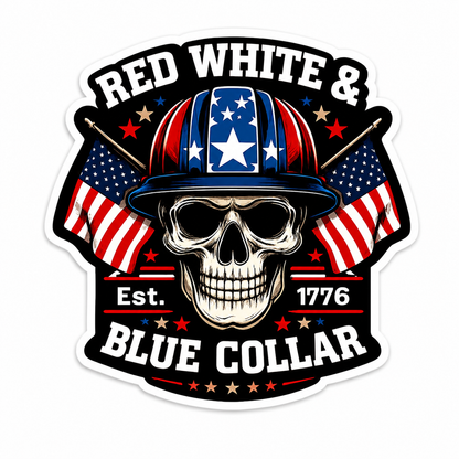 Red, White, and Blue Collar - Hard Hat Decal