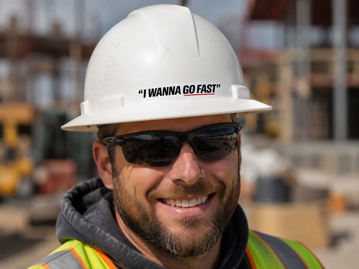I wanna go fast - Hard Hat Decal